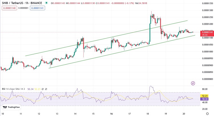 Годинний графік пари SHIB/USDT